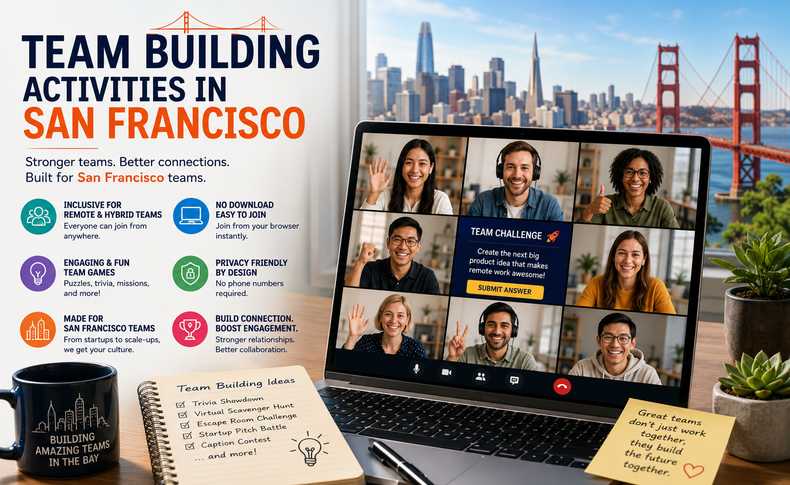 Team Building Activities in San Francisco for Remote and Hybrid Teams